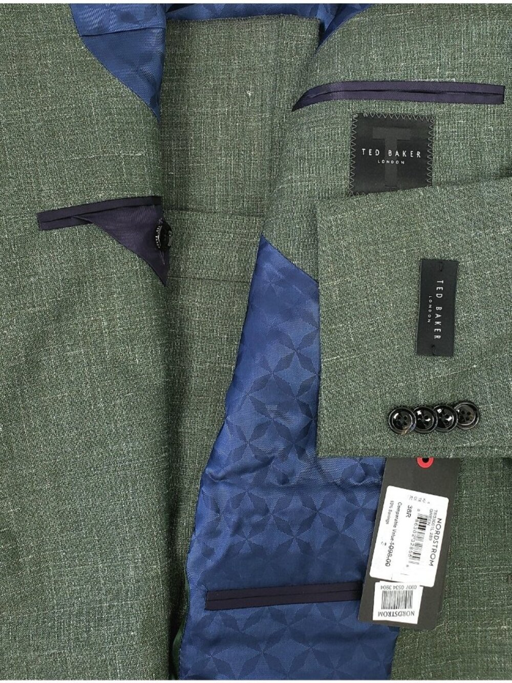 Ted Baker Men's Karl Slim Fit 2-Piece Wool & Silk Suit Green Size 38 R / 31 R - Picture 3 of 4